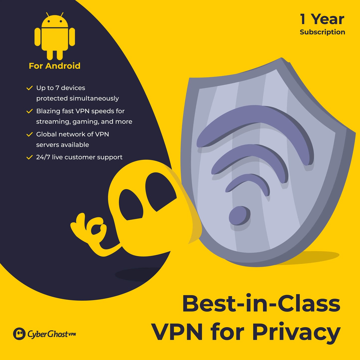 CyberGhost Premium VPN for Andorid 1 Year Subscription