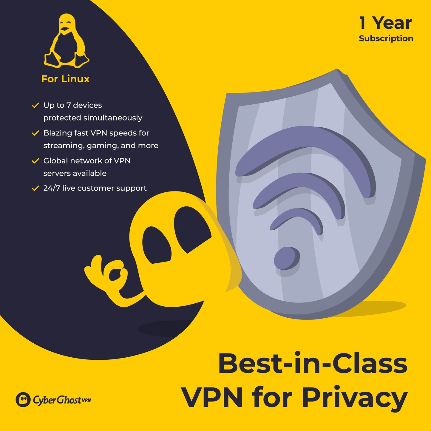 CyberGhost Premium VPN for Linux 1 Year Subscription